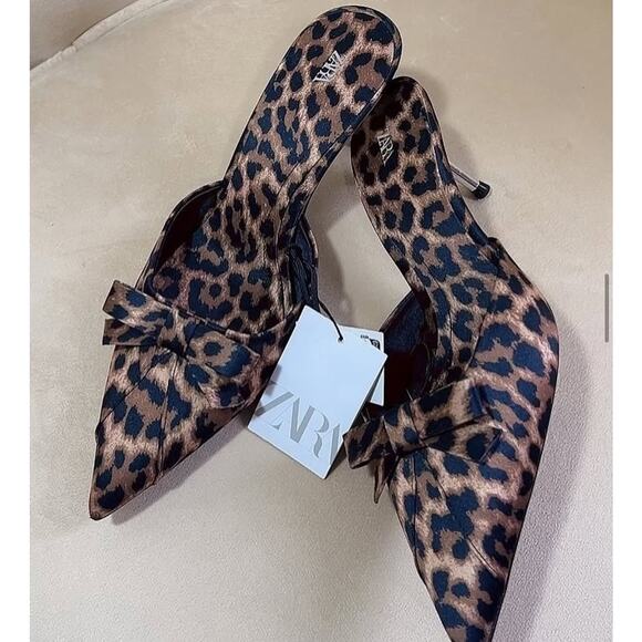 ZARA Leopard Print Heeled Shoes NWT - Picture 8 of 16